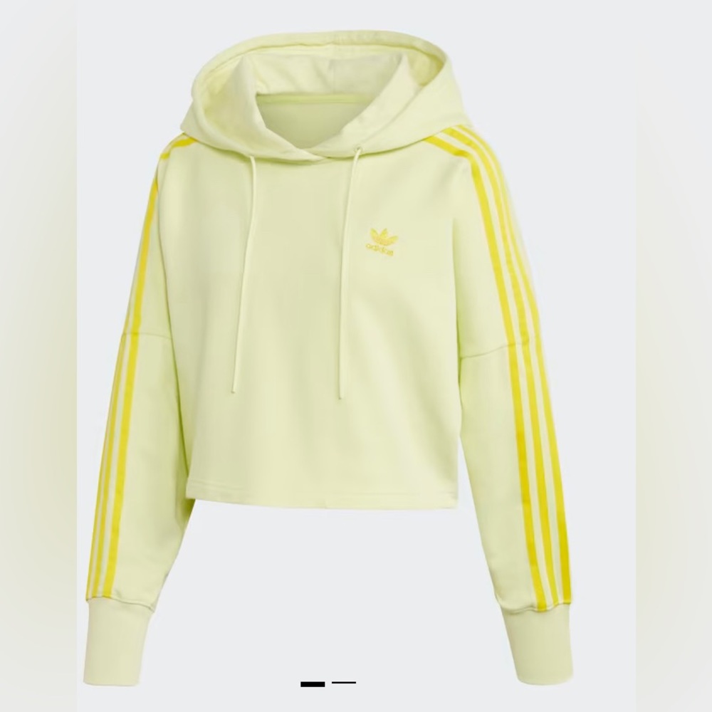 New Womens Adidas Originals Cropped Hoodie Sweatshirt sz L, XL Ice Yellow FK0478